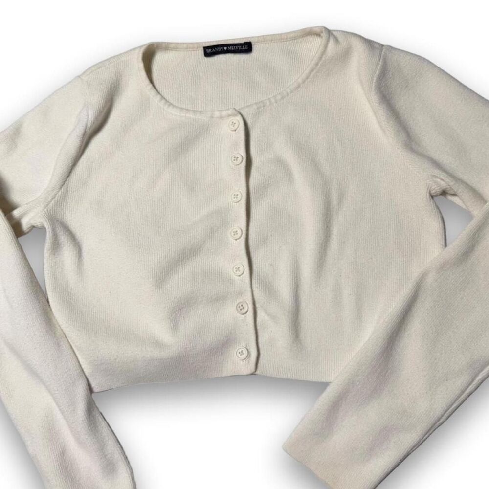 Brandy-melville Women's White and Cream Cardigan